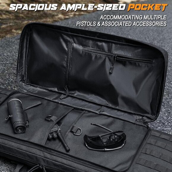 DULCE DOM Soft Double Rifle Bag, Tactical Long Backpack Gun Bag Sz: 32" - Picture 5 of 14